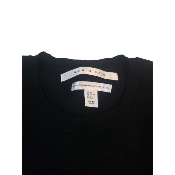 Max Studio Mini Dress Womens Black XS Extra Fine Merino Wool Knit Party A Line - Picture 4 of 9